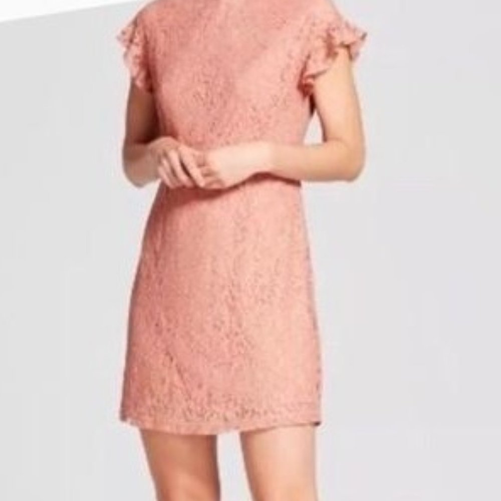 Who What Wear | Dress Maude Lace Overlay Short Sleeve Mini Size Small